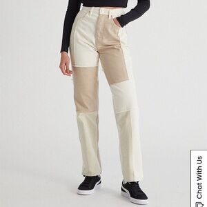 PacSun Eco Off White Patchwork Jeans